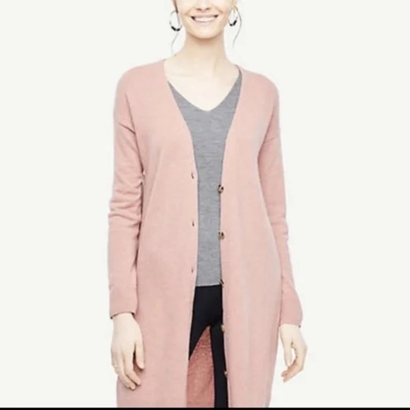 Ann Taylor Pink Knit Wool Cardigan Sweater - Picture 1 of 11